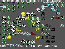In game image of Tigers in the Snow on the Commodore 64.