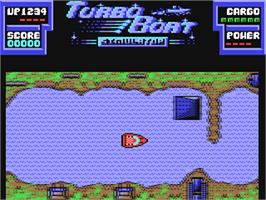 In game image of Turbo Boat Simulator on the Commodore 64.