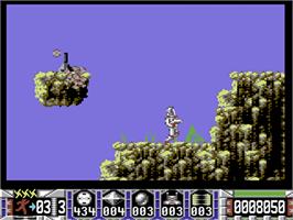 In game image of Turrican on the Commodore 64.