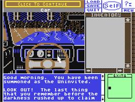 In game image of Uninvited on the Commodore 64.