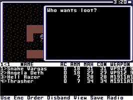 In game image of Wasteland on the Commodore 64.