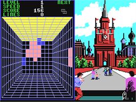 In game image of Welltris on the Commodore 64.
