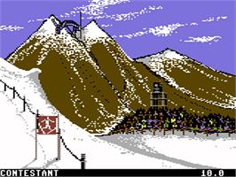 In game image of Winter Games on the Commodore 64.
