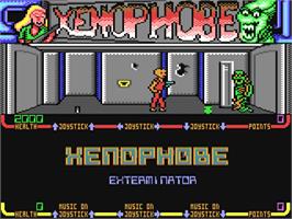 In game image of Xenophobe on the Commodore 64.
