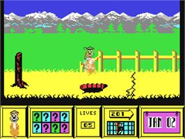 In game image of Yogi Bear on the Commodore 64.