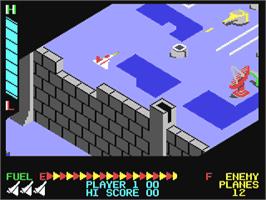 In game image of Zaxxon on the Commodore 64.