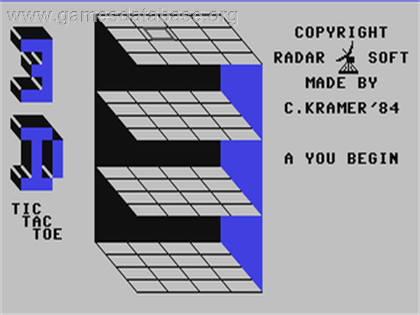 3-D Tic-Tac-Toe - Commodore 64 - Artwork - In Game