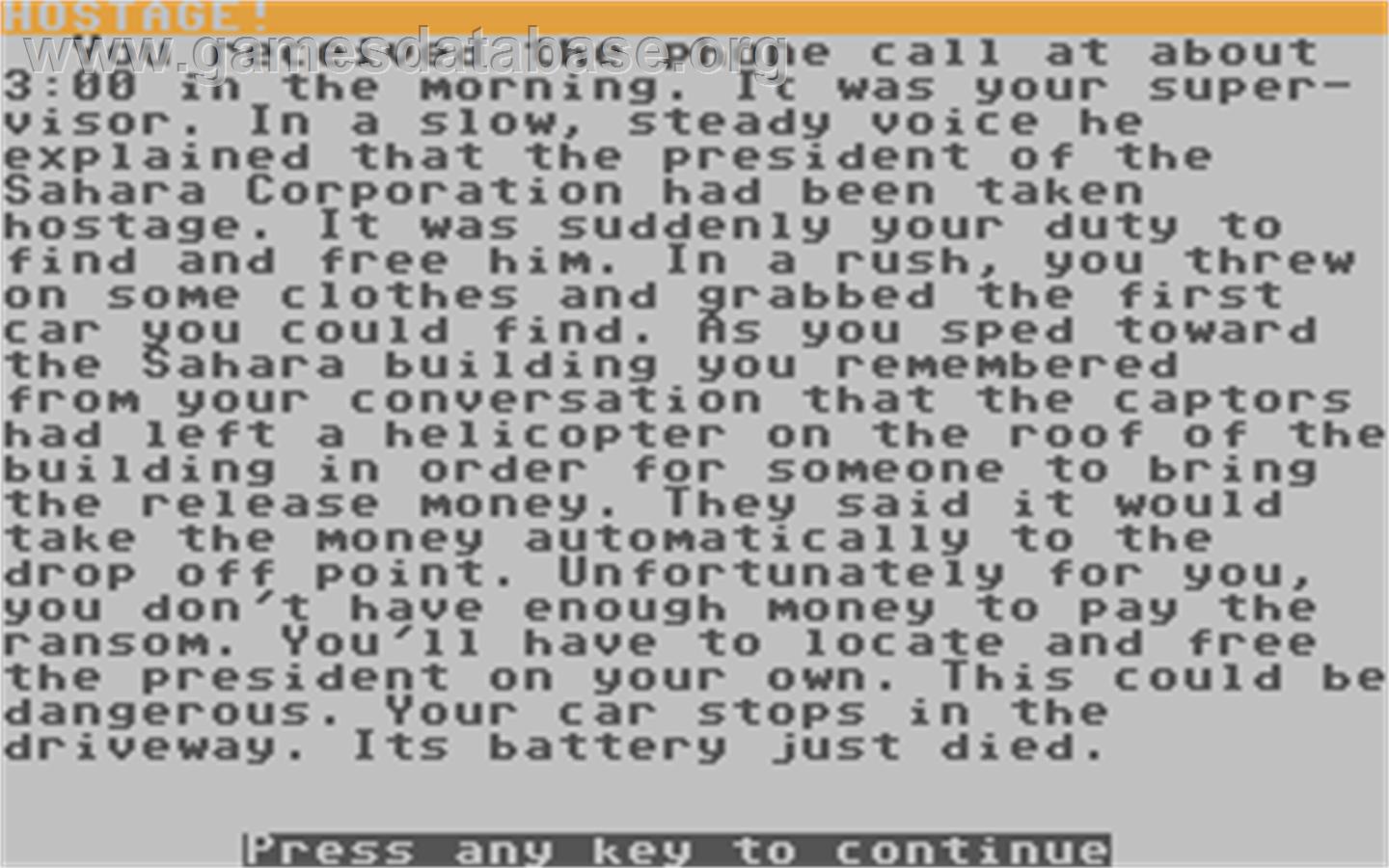 Hostage: Rescue Mission - Commodore 64 - Artwork - In Game