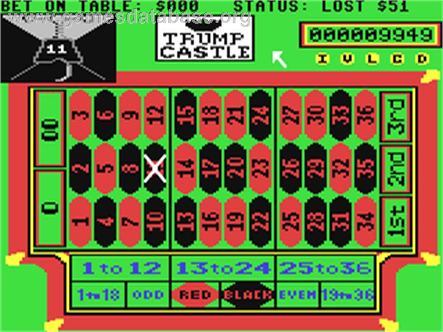 Trump Castle: The Ultimate Casino Gambling Simulation - Commodore 64 - Artwork - In Game