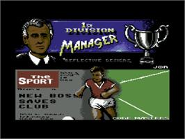 Title screen of 1st Division Manager on the Commodore 64.