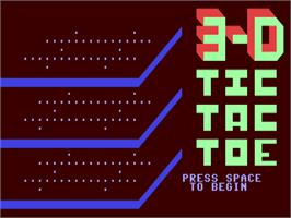 Title screen of 3-D Tic-Tac-Toe on the Commodore 64.