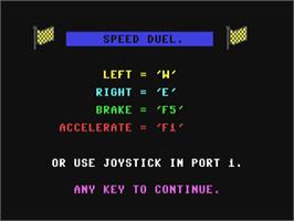 Title screen of 3D Speed Duel on the Commodore 64.