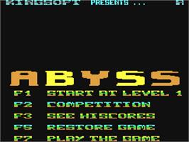 Title screen of Abyss on the Commodore 64.