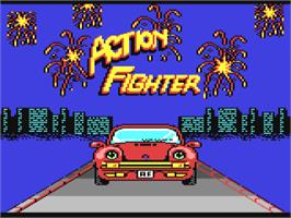Title screen of Action Fighter on the Commodore 64.