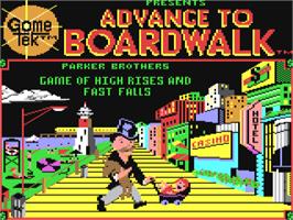 Title screen of Advance to Boardwalk on the Commodore 64.