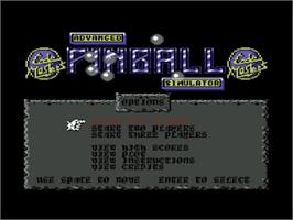 Title screen of Advanced Pinball Simulator on the Commodore 64.