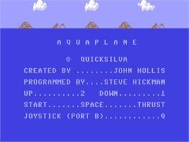 Title screen of Aquaplane on the Commodore 64.