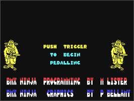 Title screen of BMX Ninja on the Commodore 64.