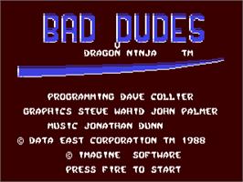 Title screen of Bad Dudes on the Commodore 64.