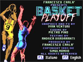 Title screen of Basket Playoff on the Commodore 64.