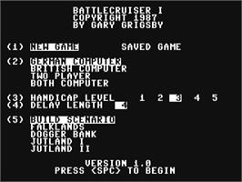 Title screen of Battle Cruiser on the Commodore 64.