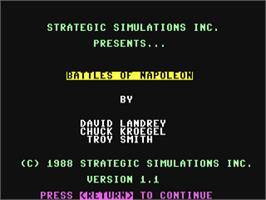 Title screen of Battles of Napoleon on the Commodore 64.