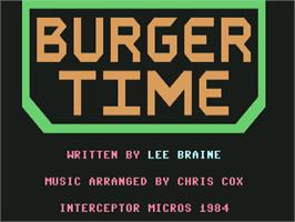 Title screen of BurgerTime on the Commodore 64.
