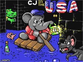 Title screen of CJ In the USA on the Commodore 64.