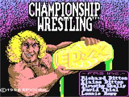 Title screen of Championship Wrestling on the Commodore 64.