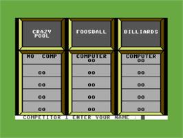 Title screen of Clubhouse Sports on the Commodore 64.