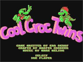 Title screen of Cool Croc Twins on the Commodore 64.