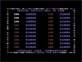 Title screen of Crystal Castles on the Commodore 64.