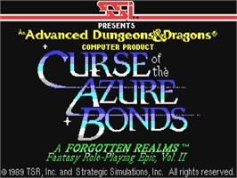 Title screen of Curse of the Azure Bonds on the Commodore 64.