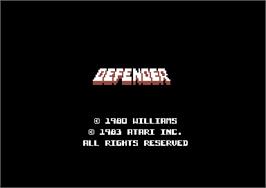 Title screen of Defender on the Commodore 64.