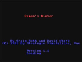 Title screen of Demon's Winter on the Commodore 64.