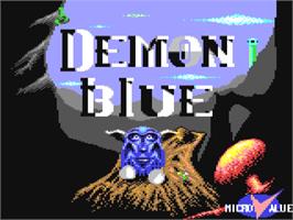 Title screen of Demon Blue on the Commodore 64.