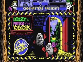 Title screen of Dizzy: Prince of the Yolkfolk on the Commodore 64.