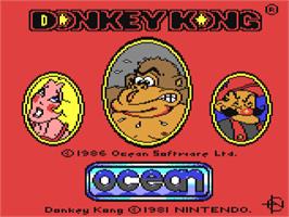 Title screen of Donkey Kong on the Commodore 64.