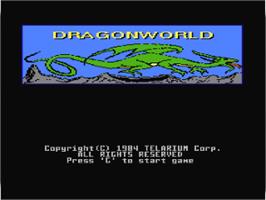 Title screen of Dragonworld on the Commodore 64.