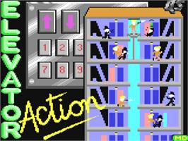 Title screen of Elevator Action on the Commodore 64.