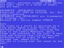 Title screen of Enchanter on the Commodore 64.