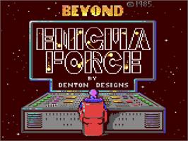 Title screen of Enigma Force on the Commodore 64.