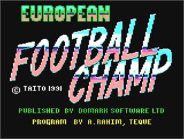 Title screen of European Football Champ on the Commodore 64.