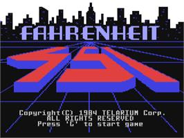 Title screen of Fahrenheit 451 on the Commodore 64.
