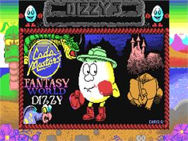 Title screen of Fantasy World Dizzy on the Commodore 64.