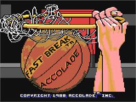 Title screen of Fast Break on the Commodore 64.