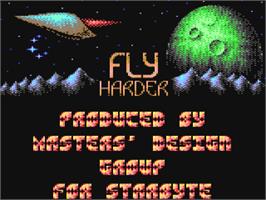 Title screen of Fly Harder on the Commodore 64.