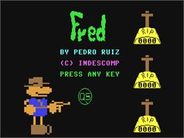 Title screen of Fred on the Commodore 64.