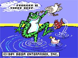 Title screen of Frogger II: Three Deep on the Commodore 64.