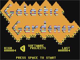 Title screen of Galactic Gardener on the Commodore 64.